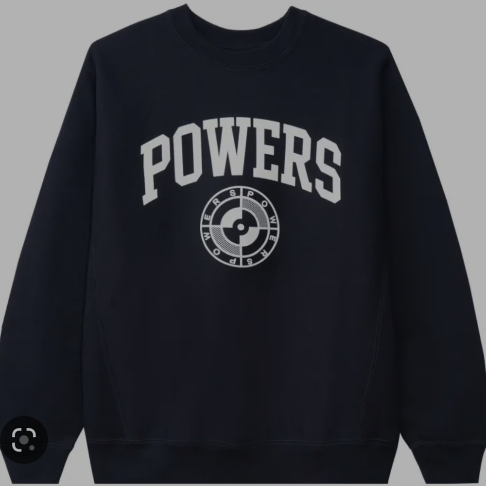 Powers navy blue college arch crewneck sweater